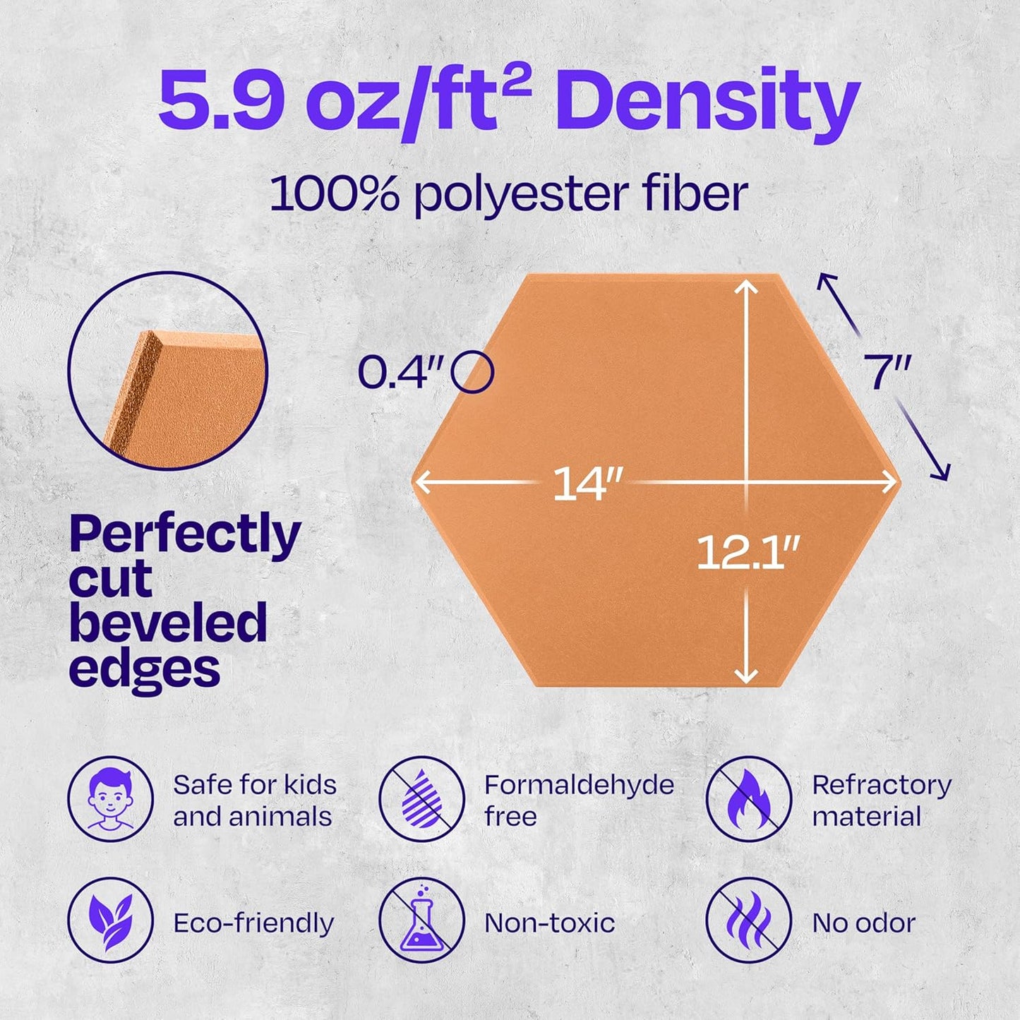 Acoustic Panels 12-Pack Soundproof Wall Panels 14"X12.1"X0.4" Sound Panels High Density Sound Dampening Panels - [70'S Orange Hexagon]
