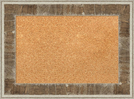 Amanti Art Natural Cork Board for Wall, 17x23 Vision Board with Brown Wood Frame, Small Corkboard Office Decor for Home Organization, Country Rustic Corkboard Pinboard to Display Items for Home