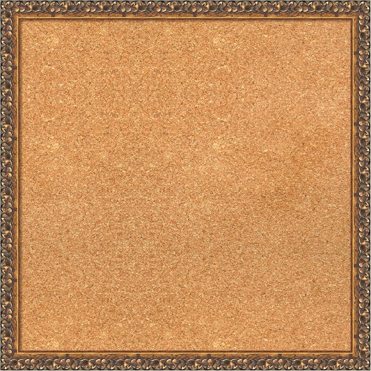 Amanti Art Natural Cork Board for Wall, 22x22 Vision Board with Bronze Frame, Medium Corkboard Office Decor for Home Organization, Traditional Corkboard Pinboard to Display Items for Home
