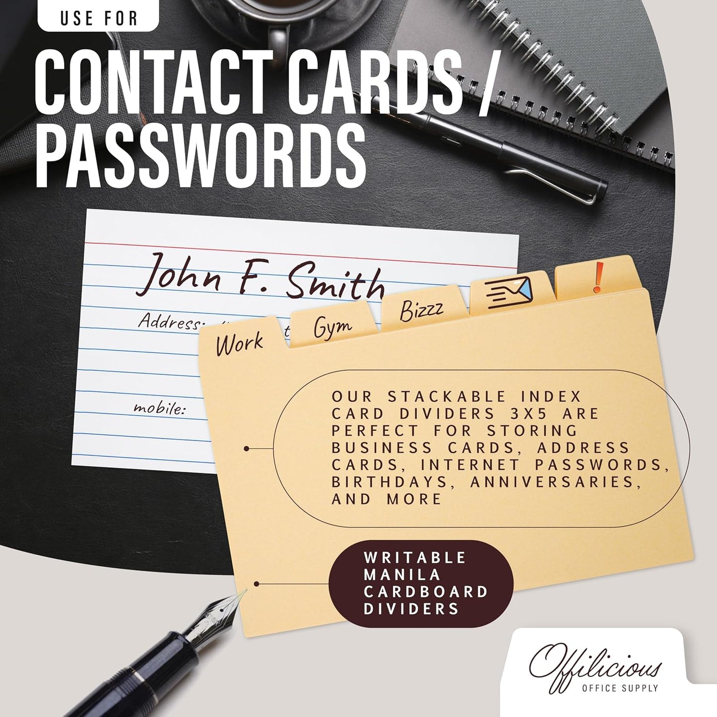 25 Manila Index Card Dividers 4x6 - Index Organizer Dividers with Tabs & 108 Stickers for Recipe, Note, Monthly Index Cards 4x6 & Card Stock