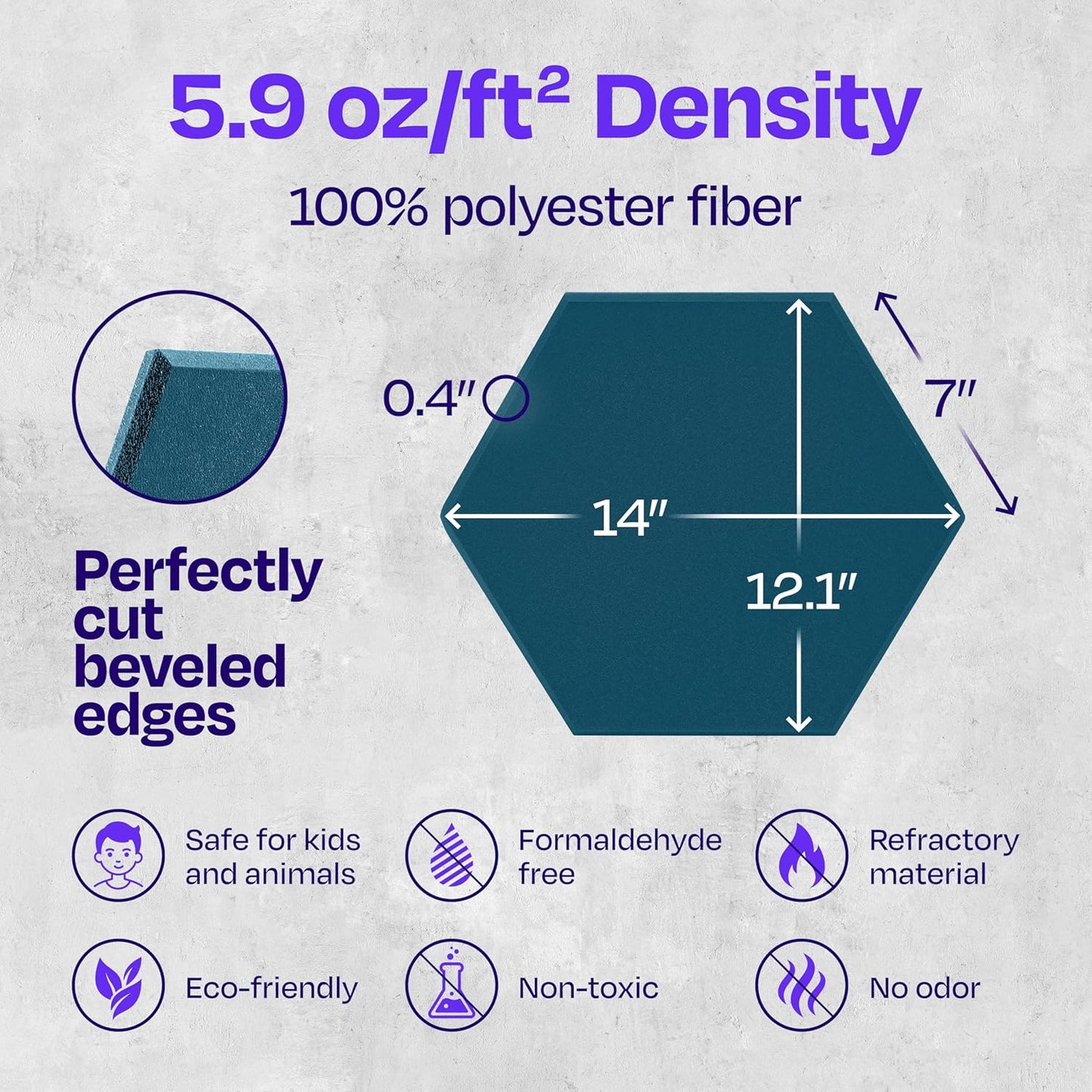 Acoustic Panels 12-Pack - 14"X12.1"X0.4" Sound Panels - High Density Sound Dampening - Ocean Turquoise Hexagon