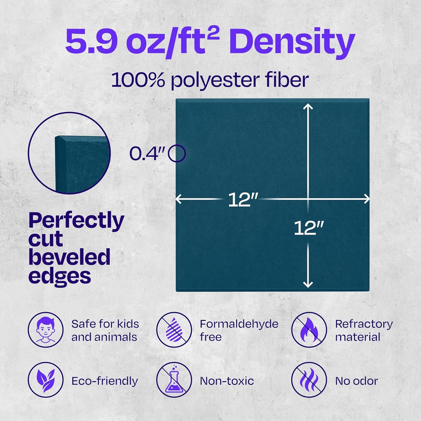 Acoustic Panels 12-Pack Soundproof Wall Panels 12"X12"X0.4" Sound Panels High Density Sound Dampening Panels - [Ocean Turquoise Square]