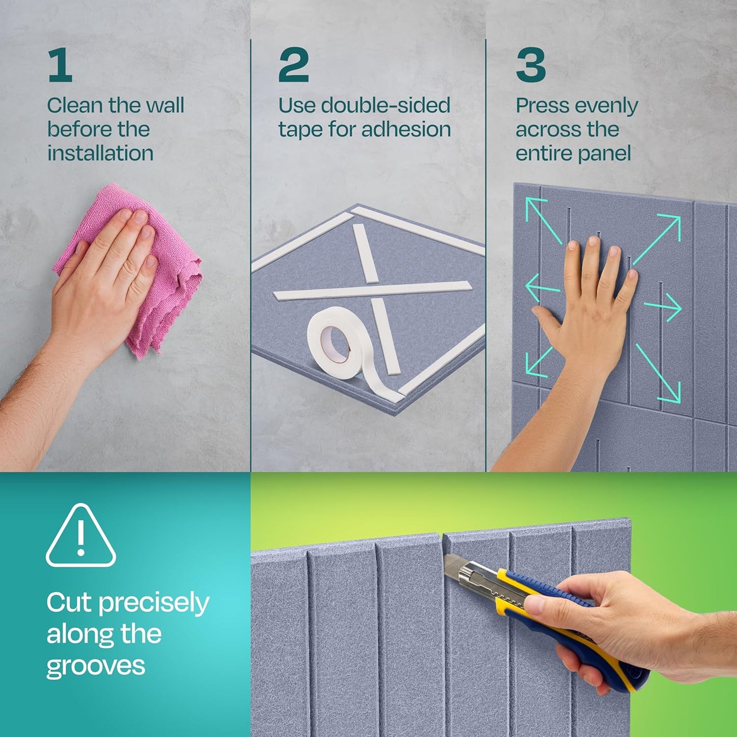 Acoustic Panels 12-Pack Soundproof Wall Panels 12"x12"x0.4" Decorative Sound Dampening for your Home, Office, Studio, Bedroom & More with Unique LineWave Carving [Dusky Gray]