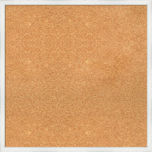 Amanti Art Natural Cork Board for Wall, 25x25 Vision Board with White Frame, Medium Corkboard Office Decor for Home Organization, Country Rustic Corkboard Pinboard to Display Items for Home