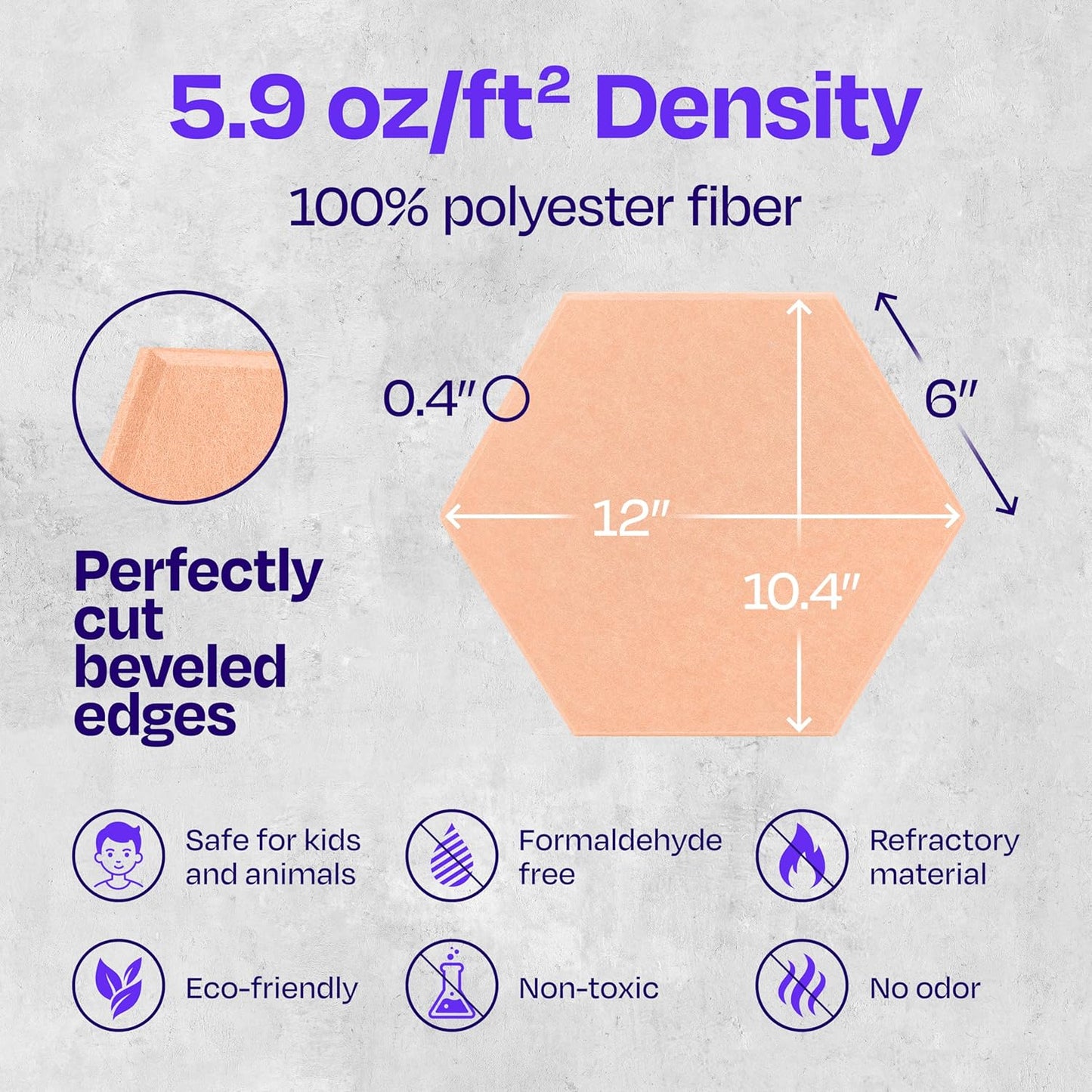 Acoustic Panels 12-Pack Soundproof Wall Panels 12"X10.4"X0.4" Sound Panels High Density Sound Dampening Panels - [Peach Beige Hexagon]