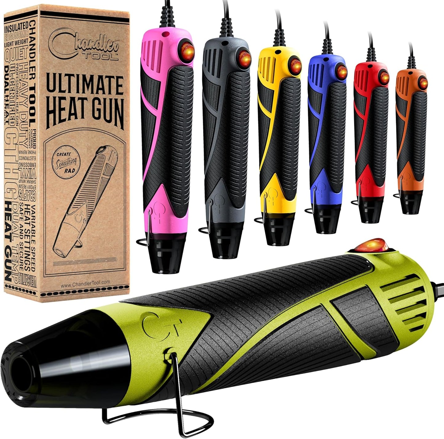 Heat Gun for Crafting, Mini Dual Temp Hot Air Gun Tool for Epoxy Resin, Shrink Wrapping, Vinyl Wrap, Embossing, Electronics, Candle Making, Sublimation, Phone Repair & DIY (Green/Black)