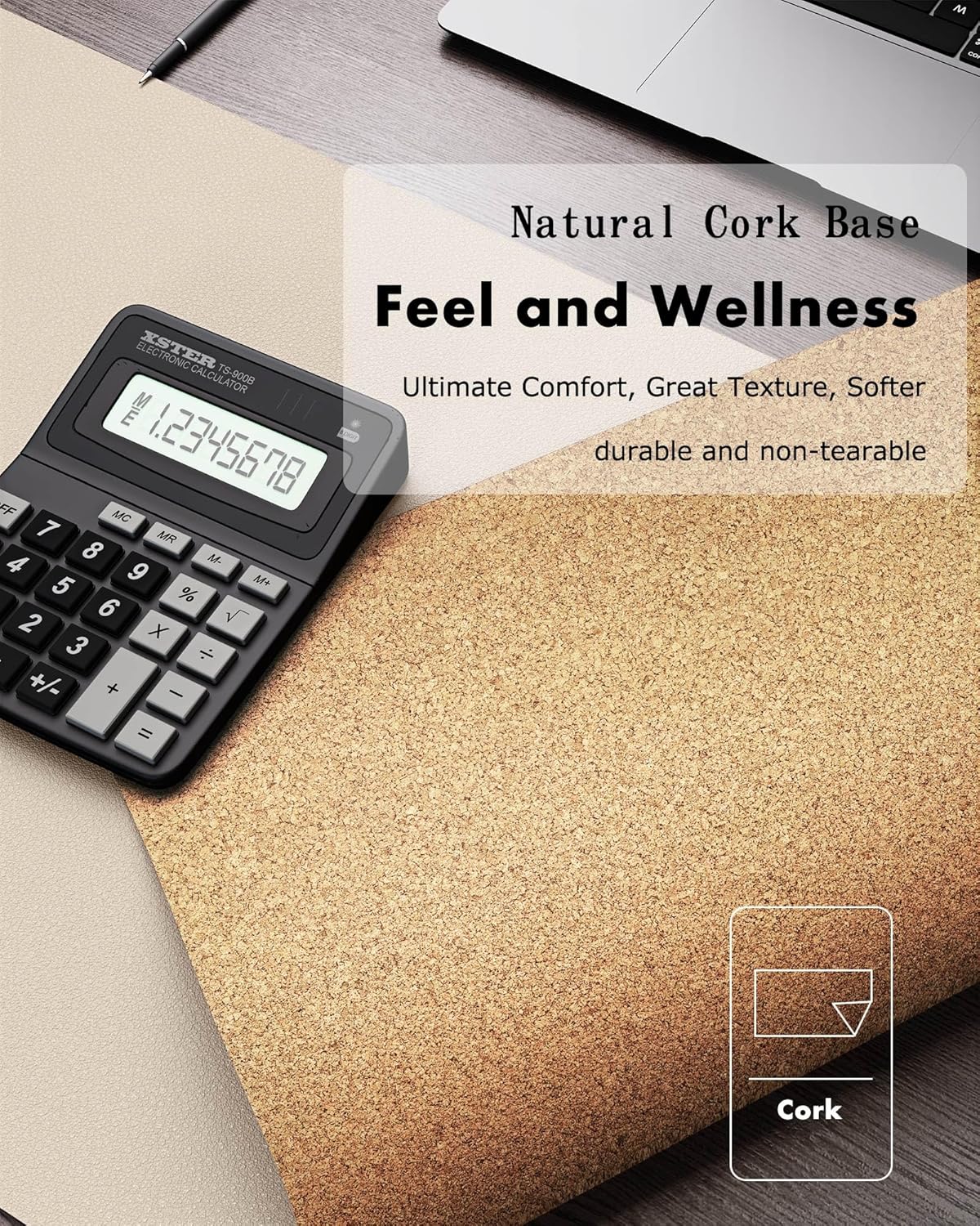 YSAGi Double-Sided Desk Pad, 23.6"x13.7" Leather Desk Mat, Eco Cork Desk Pad Protector, Large Mouse Pad for Desk, Waterproof Desk Blotter Pad, Desk Writing Pad for Office Work/Home(Beige/Cork)