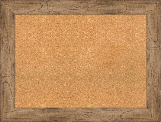 Amanti Art Natural Cork Board for Wall, 26x34 Vision Board with Brown Wood Frame, Medium Corkboard Office Decor for Home Organization, Rustic Farmhouse Corkboard Pinboard to display items for home