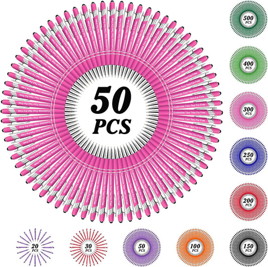 Max 500 Pcs Personalized Pens Bulk, Custom Pens with Free Engraving, Customized Stylus Tip Ballpoint Pen with Your Name Massage Text for School Office Business Graduation Anniversaries-50 Packs