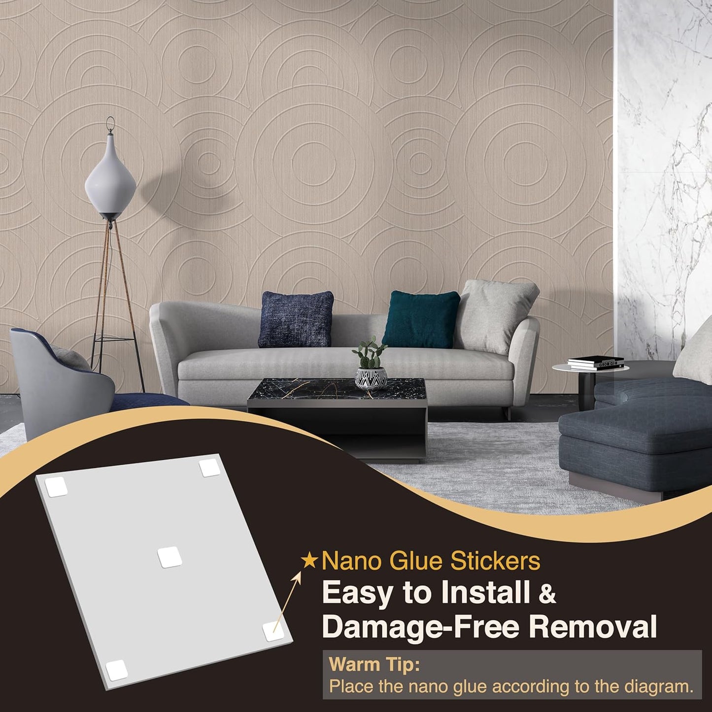 6 PCS Acoustic Panels, 23.6x23.6 Inch Sound Absorbing Panels, Decorative Acoustic Wall Panels for Recording and Home Studio, Office with Double-Sided Adhesive Tape