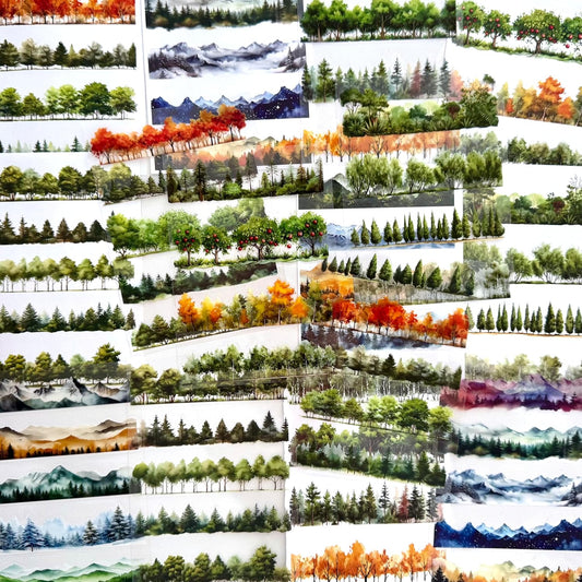 20Sheets Pre-Cut Scrapbooks Stickers Books, Nature Mountains Forests Trees Stickers for DIY Craft, Planners, Journal, Notebook, Laptop, Cell Phone, Calendars, Wedding