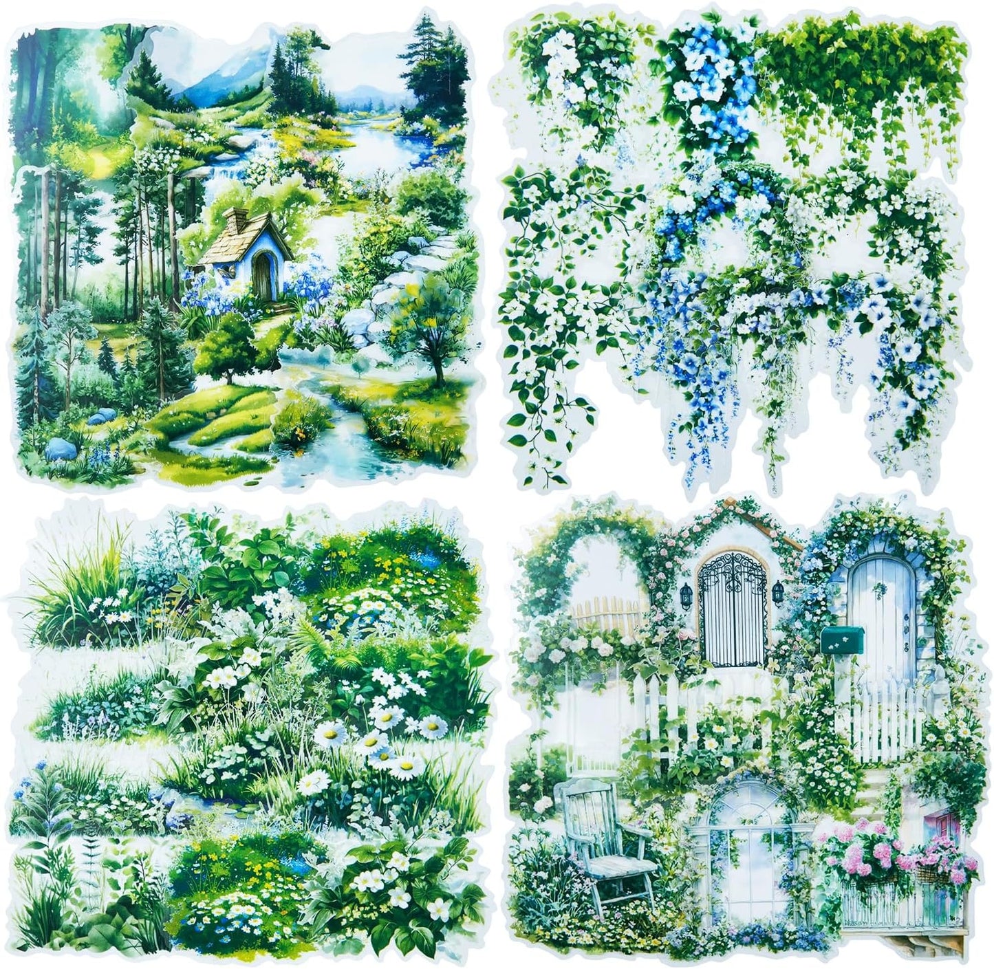 Greenery PET Sticker Set, 80PCS Nature Landscape Stickers for Scrapbooking Journaling DIY Crafts Garden Floral Decorative Supplies
