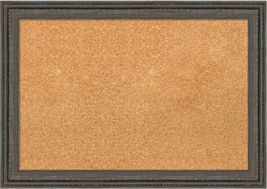Amanti Art Natural Cork Board for Wall, 19x27 Vision Board with Brown Wood Frame, Medium Corkboard Office Decor for Home Organization, Rustic Farmhouse Corkboard Pinboard to display items for home