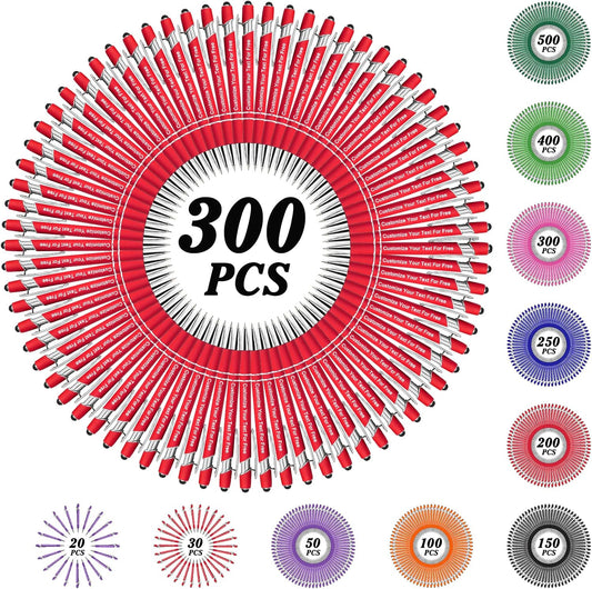Max 500 Pcs Personalized Pens Bulk, Custom Pens with Free Engraving, Customized Stylus Tip Ballpoint Pen with Your Name Massage Text for School Office Business Graduation Anniversaries-300 Packs