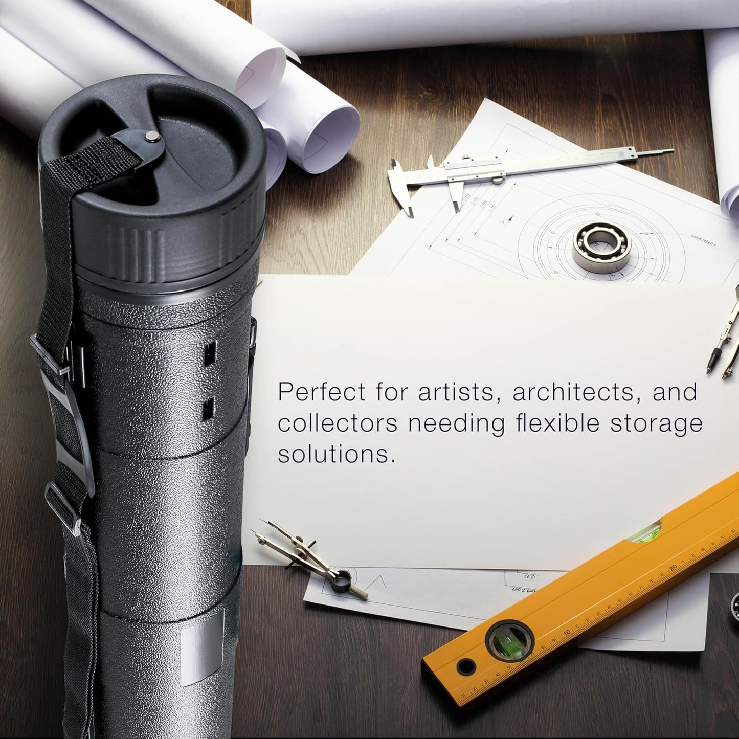 U.S. Art Supply Large Poster Tube - Telescoping Adjustable 31-5/8" to 53-3/4" - Durable 5-1/2" Diameter Storage Tube - Art Poster Carrier Holder & Blueprint Storage Drafting Tube Travel & Protection