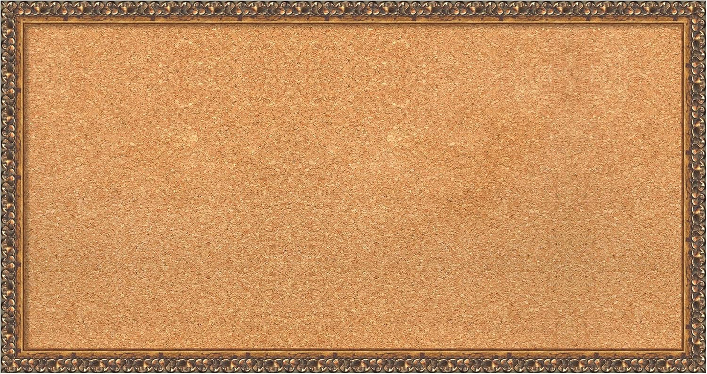 Amanti Art Natural Cork Board for Wall, 18x34 Vision Board with Bronze Frame, Medium Corkboard Office Decor for Home Organization, Traditional Corkboard Pinboard to Display Items for Home