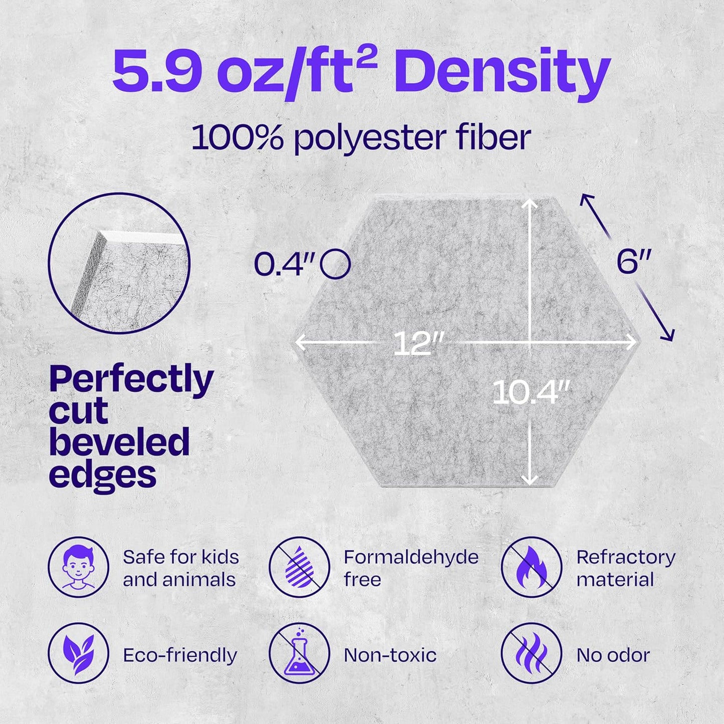 Acoustic Panels 12-Pack Soundproof Wall Panels 12"X10.4"X0.4" Sound Panels High Density Sound Dampening Panels - [Smoky White Hexagon]