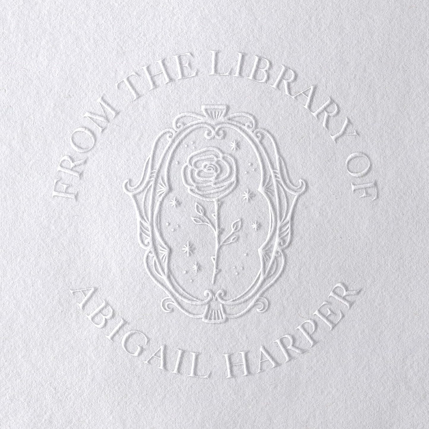 Personalized Book Embosser or Stamp Custom Round Library Embosser Teacher Library Book Stamp, Ex Libris Stamp, Gift for Book Lover | Wooden or Self Inking Stamp or Embosser (Rose)