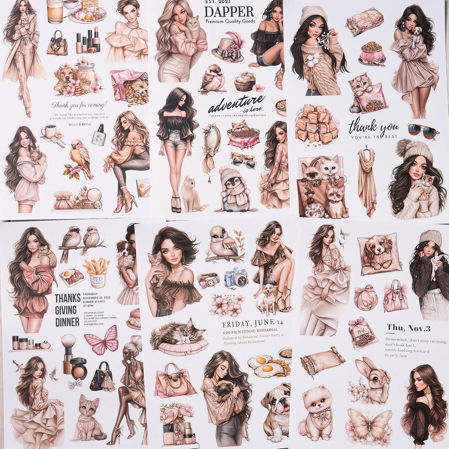 YagCu Scrapbook Sticker Book, Pets Dogs Cats Journaling Stickers, Animal Junk Journal Supplies, Pre-Cut Aesthetic Scrapbooking Stickers for Adults, Decorative Ephemera Bullet Planner DIY Arts Craft