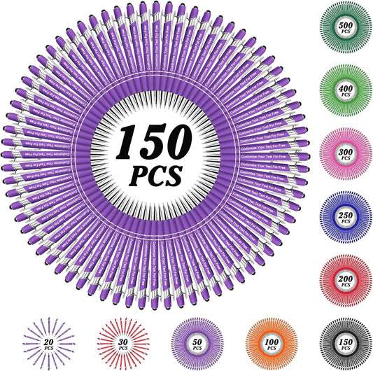Max 500 Pcs Personalized Pens Bulk, Custom Pens with Free Engraving, Customized Stylus Tip Ballpoint Pen with Your Name Massage Text for School Office Business Graduation Anniversaries-150 Packs