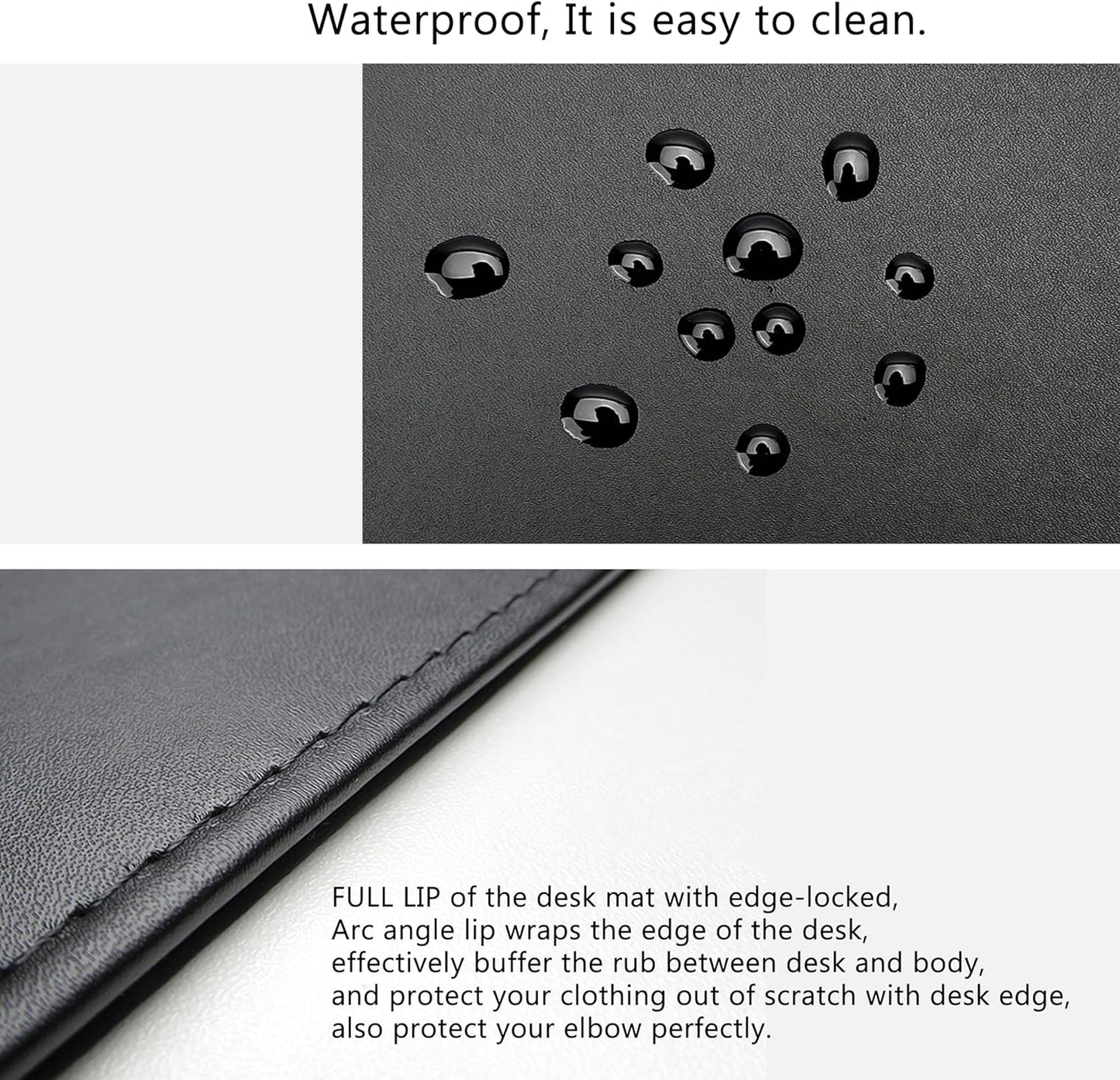 AKOZLIN Non-Slip 35.4"x 15.8" Soft PU Leather Surface Office Desk Mouse Mat Pad with Full Grip Fixation Lip Table Blotter Edge-Locked Protector