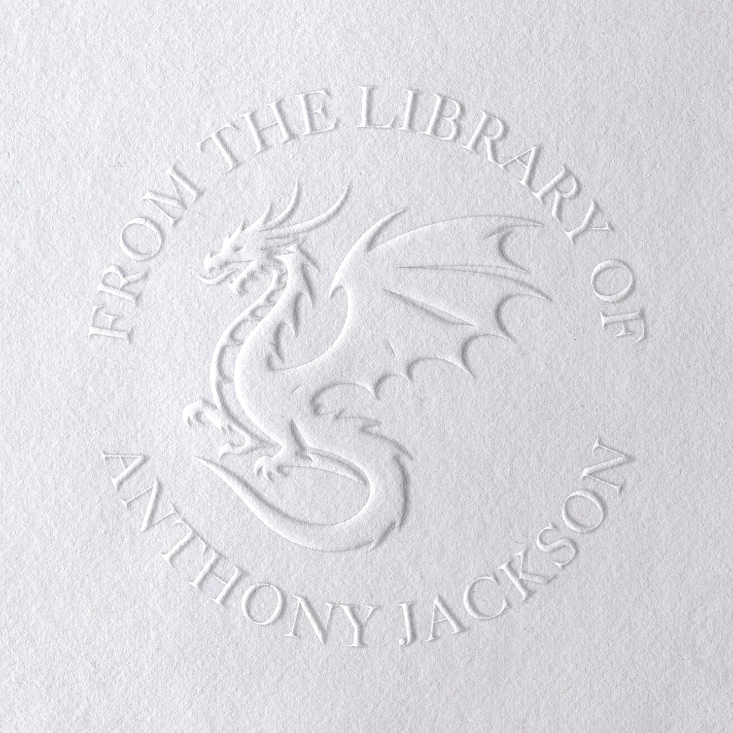 Dragon Book Embosser, Custom Round Library Book Embosser, Fantasty Fiction Dragon Ex Libris Embosser, Gift for Book Lover | Black or Pink Embosser (Dragon #1)