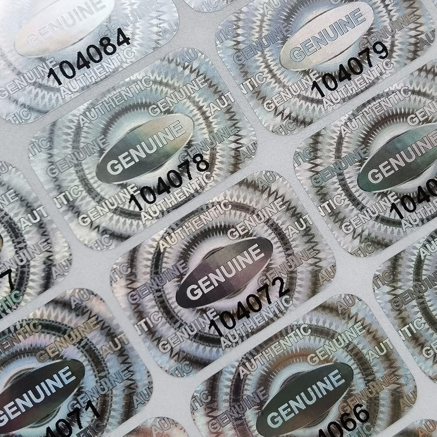 500 pcs Tamper Proof Hologram Stickers Silver High Security Tamper Evident Warranty Seal Void Genuine Authentic Holographic Labels/Stickers w/Unique Sequential Serial Numbering 0.95X0.6 inch (Silver)