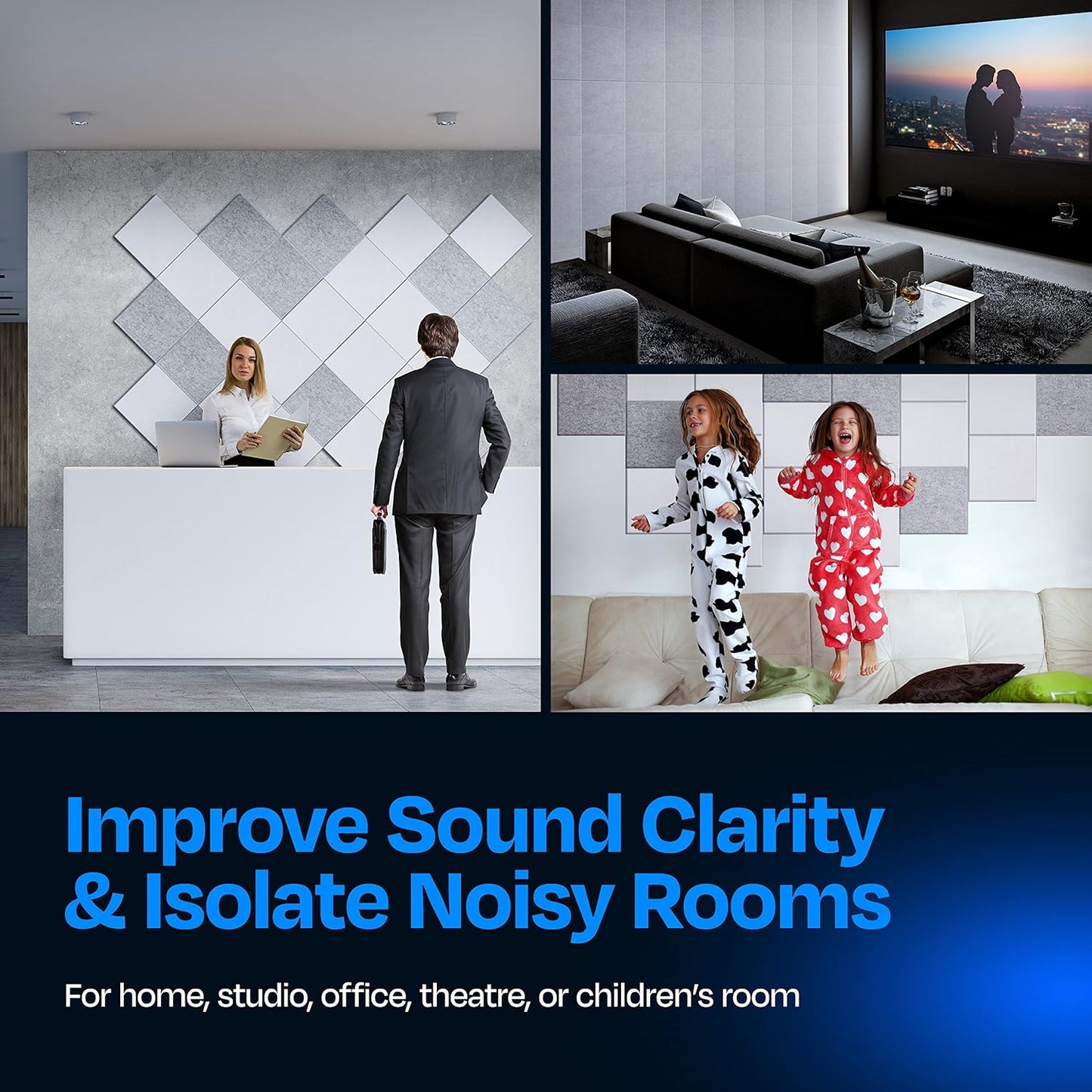 Acoustic Panels 12-Pack Soundproof Wall Panels 12"X12"X0.4" Sound Panels High Density Sound Dampening Panels - [White Square]