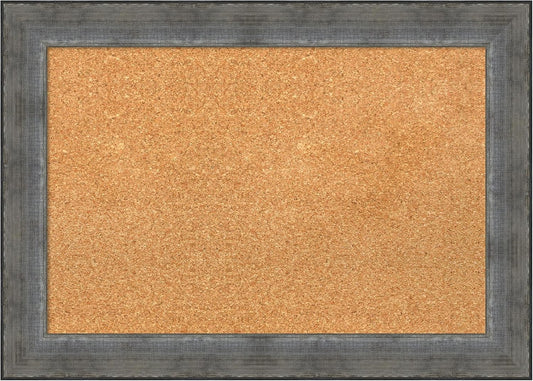 Amanti Art Natural Cork Board for Wall, 20x28 Vision Board with Silver Wood Frame, Medium Corkboard Office Decor for Home Organization, Casual Corkboard Pinboard to Display Items for Home