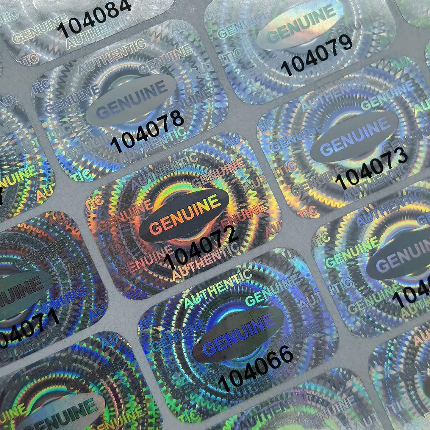 300 pcs Tamper Proof Hologram Stickers Silver High Security Tamper Evident Warranty Seal Void Genuine Authentic Holographic Labels/Stickers w/Unique Sequential Serial Numbering 0.95X0.6 inch (Silver)