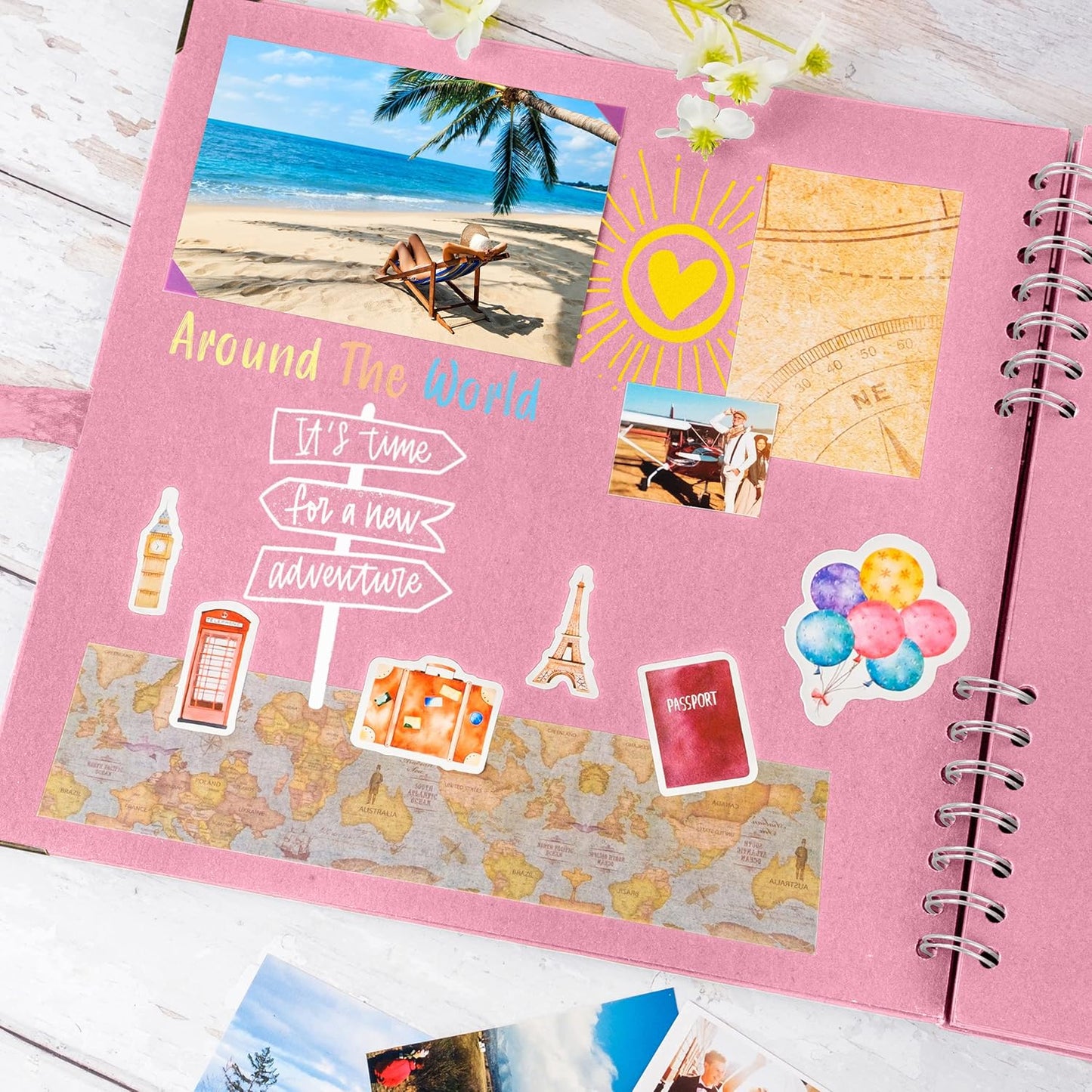 Bstorify Square Scrapbook Photo Albums 80 Pages (11 x 11 Inch) Pink Thick Paper, Hardcover, Ribbon Closure - Ideal for Your Scrapbooking Albums, Art & Craft Projects (Pink, 11 x 11 Inch)