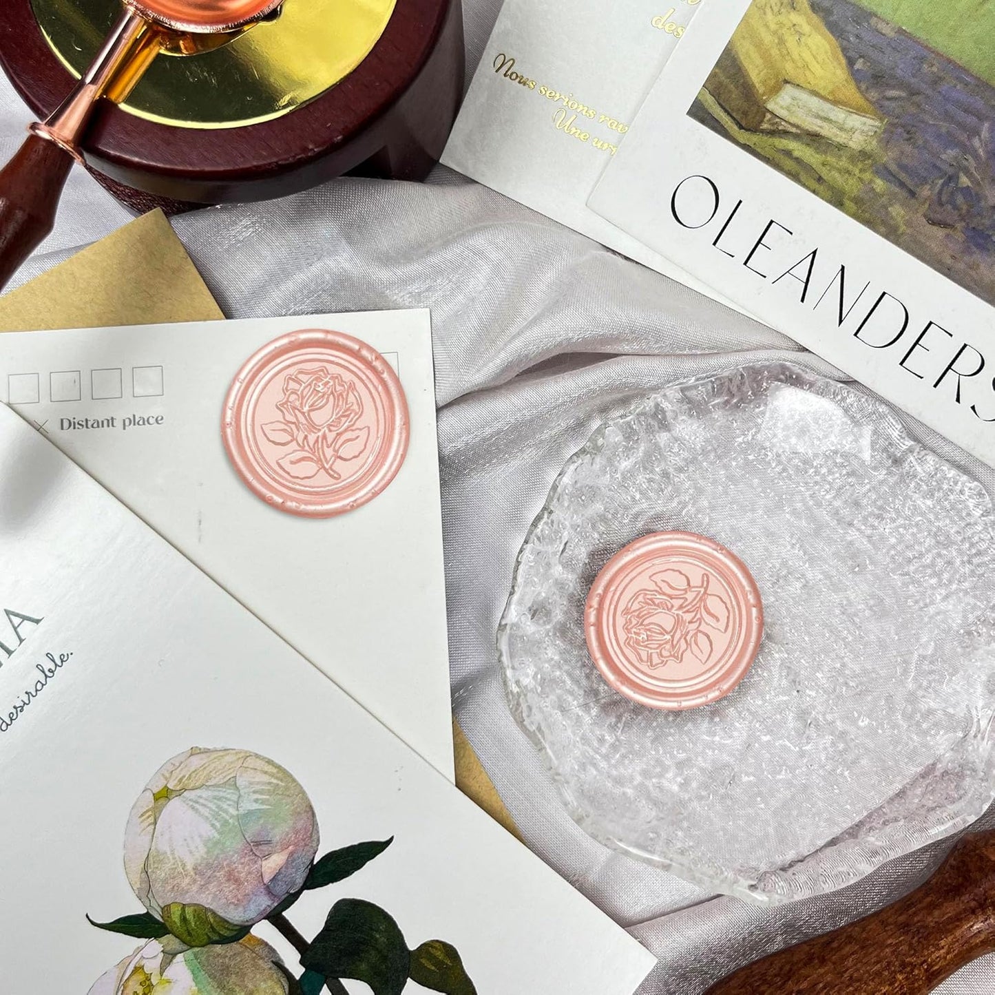 25Pcs Wax Seal Stickers Handmade Envelope Seals Self Adhesive Wax Stickers for Wedding Party Invitations, Envelope, Gift Wrap, Christmas(Rose Style, Pink)