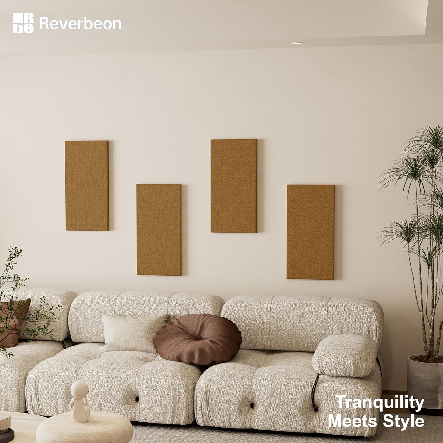 4PCS Acoustic Panels, 24"x12" Fabric Acoustic Panels for Walls, Self-Adhesive Sound Absorbing Panels for Home, Office, Studios (Camel Hazel)