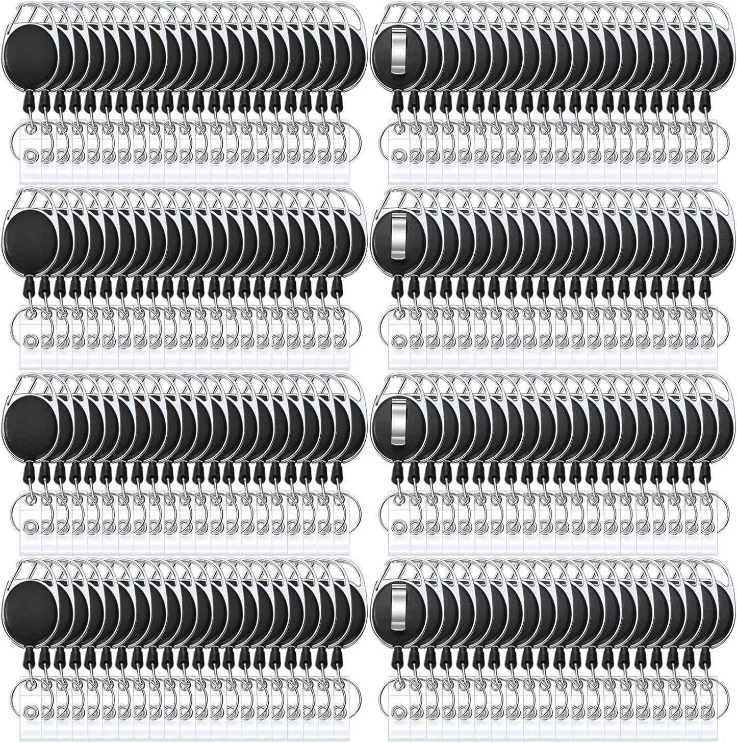 Honoson Heavy Duty Retractable Badge Reels Batch ID Badge Holder Retractable Clip Bulk Key Holder with Ring for Office Worker Employee, Doctor Nurse Gifts(Black,210 Pcs)