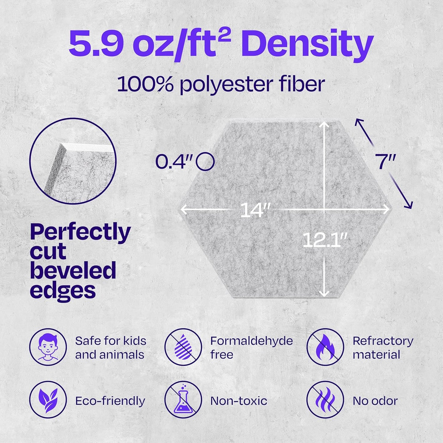 Acoustic Panels 12-Pack Soundproof Wall Panels 14"X12.1"X0.4" Sound Panels High Density Sound Dampening Panels - [Smoky White Hexagon]