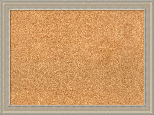 Amanti Art Natural Cork Board for Wall, 24x32 Vision Board with Silver Wood Frame, Medium Corkboard Office Decor for Home Organization, Modern Contemporary Corkboard Pinboard to display items for home