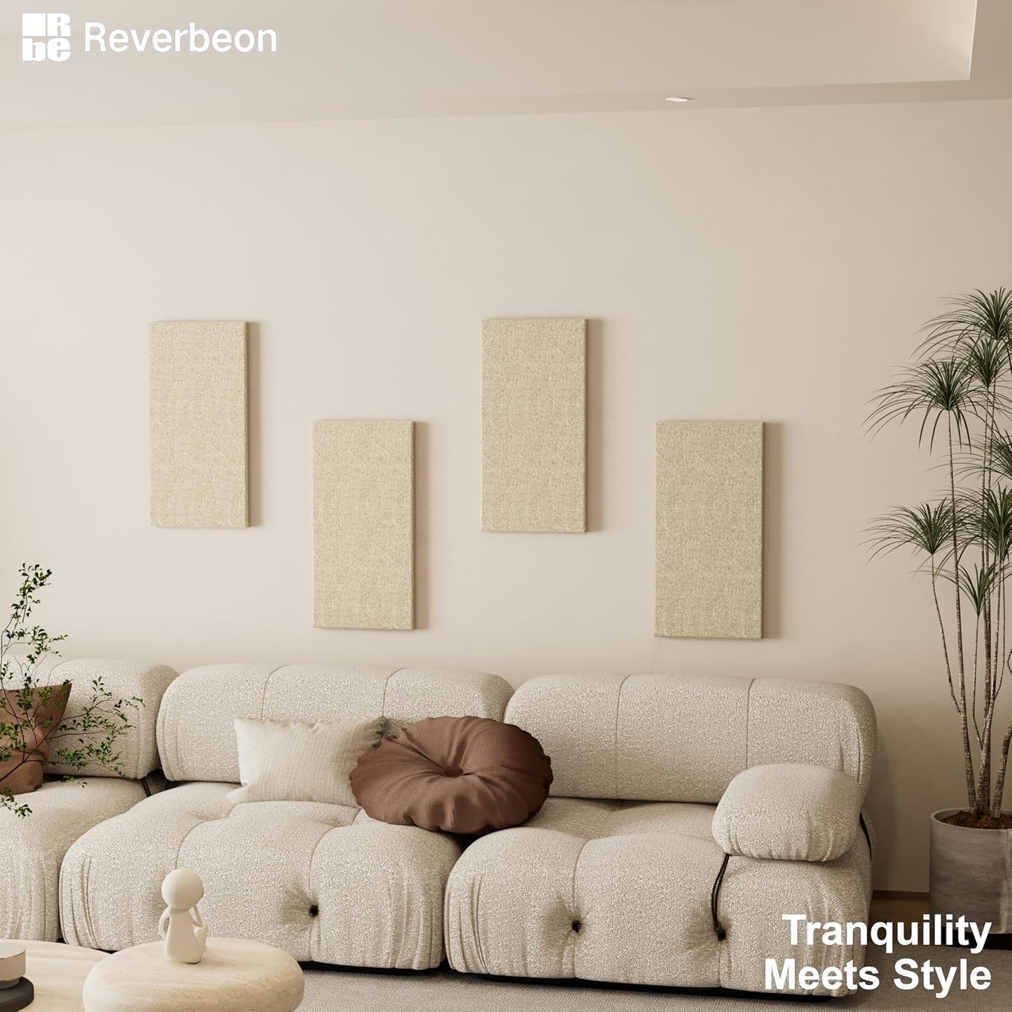 4PCS Acoustic Panels, 24"x12" Acoustic Panels for Walls, Self-Adhesive Sound Absorbing Panels for Home, Office, Studios (Khaki Beige)