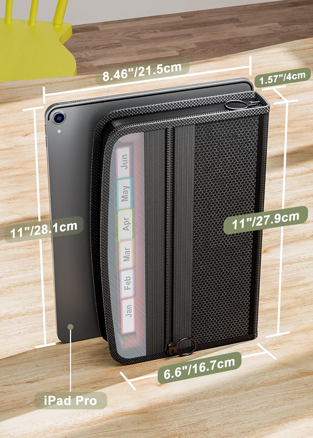 ThinkTex Receipt Coupon Organizer, 12 Pockets Small Accordion File Organizer, Junior Size 11x 6.6 Inches, Zipper Closure, Multi-Color Tabs