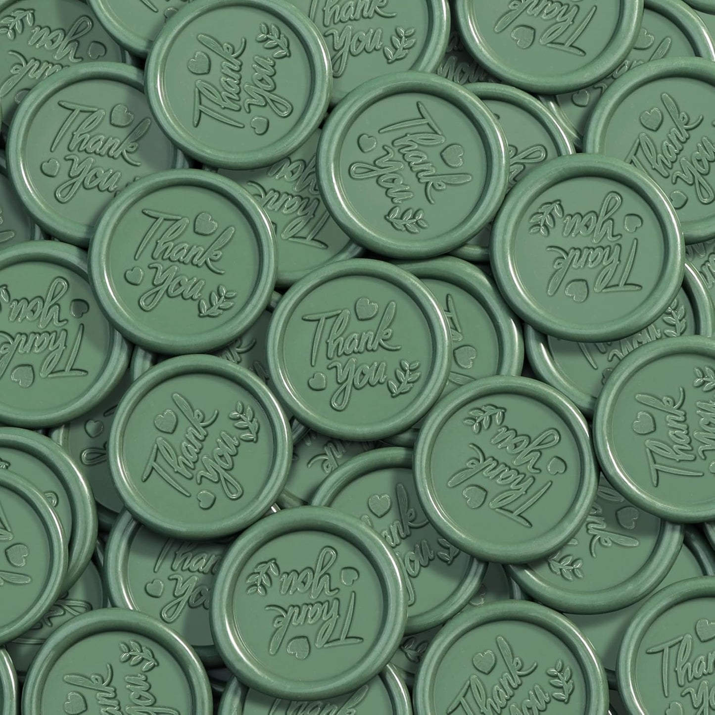 25 Pcs Handmade Wax Seal Stickers, Wedding Invitation Envelope Seal Stickers, Perfect for Invitation, Christmas, Gift Wrapping(Thank You Style, Olive Green Wax)