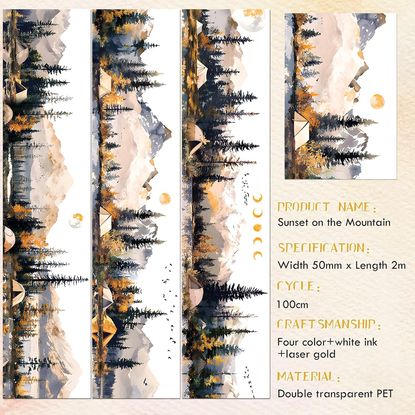 PET Tape for Journal Scrapbooking - Scenery Sunset Journal PET Tape Scrapbook Supplies, Notebook Scrapbook Bottle Crafts Décor