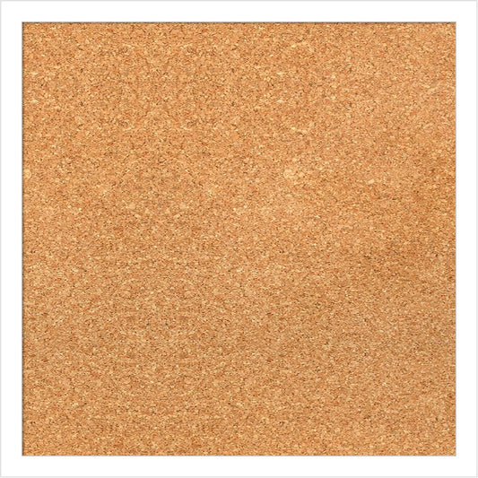 Amanti Art Natural Cork Board for Wall, 17x17 Vision Board with White Frame, Small Corkboard Office Decor for Home Organization, Modern Corkboard Pinboard to Display Items for Home Organization in