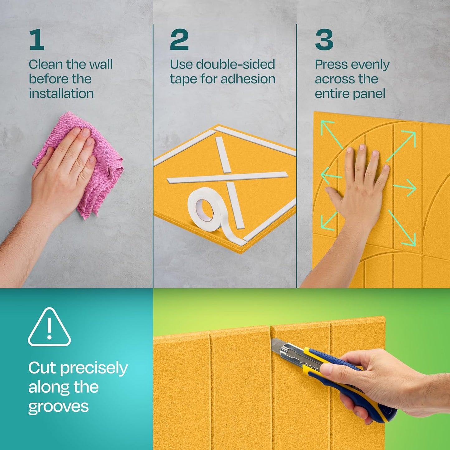 Acoustic Panels 12-Pack Soundproof Wall Panels 12"x12"x0.4" Decorative Sound Dampening for your Home, Office, Studio, Bedroom & More with Unique ModuArc Carving [Yellow Orange Gold]