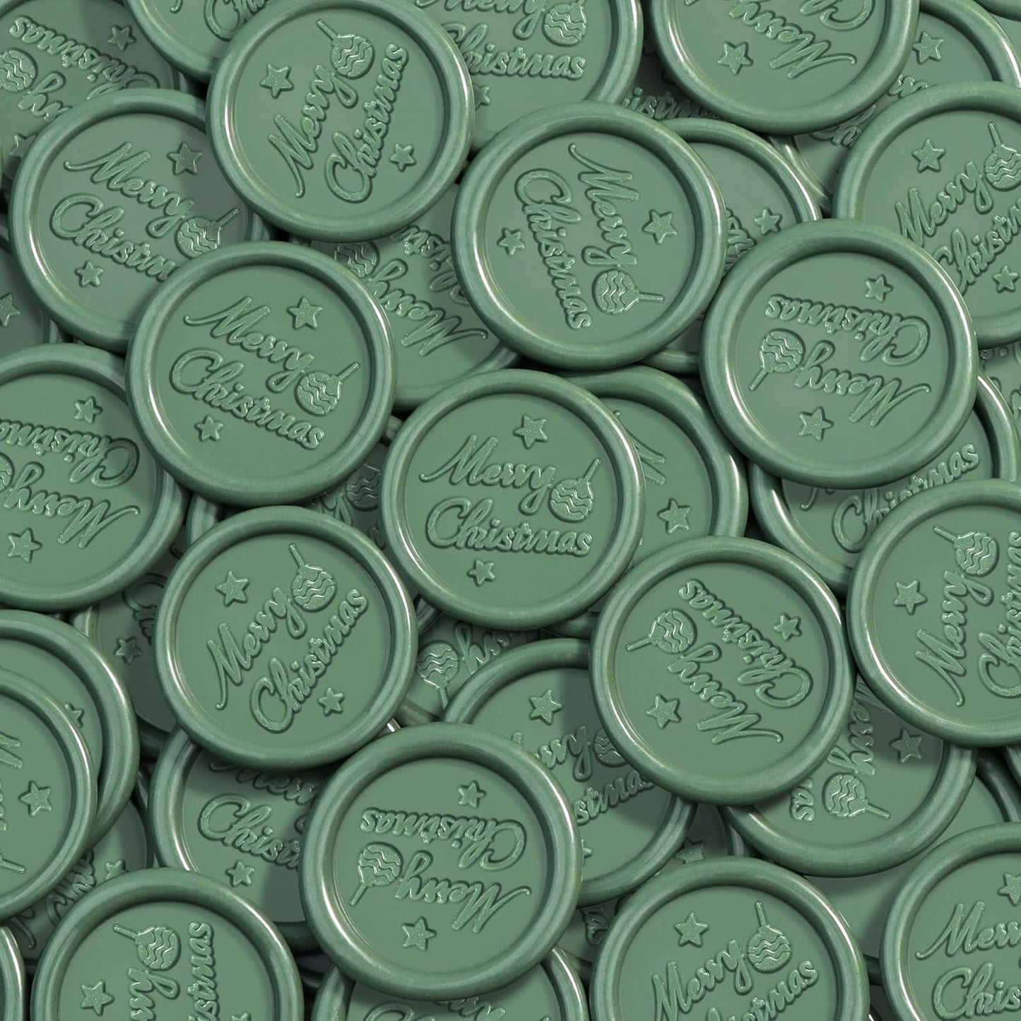 25 Pcs Handmade Wax Seal Stickers, Wedding Invitation Envelope Seal Stickers, Perfect for Invitation, Christmas, Gift Wrapping(Merry Christmas Style, Olive Green Wax)