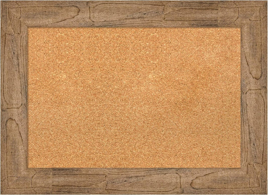 Amanti Art Natural Cork Board for Wall, 22x30 Vision Board with Brown Wood Frame, Medium Corkboard Office Decor for Home Organization, Country Rustic Corkboard Pinboard to Display Items for Home
