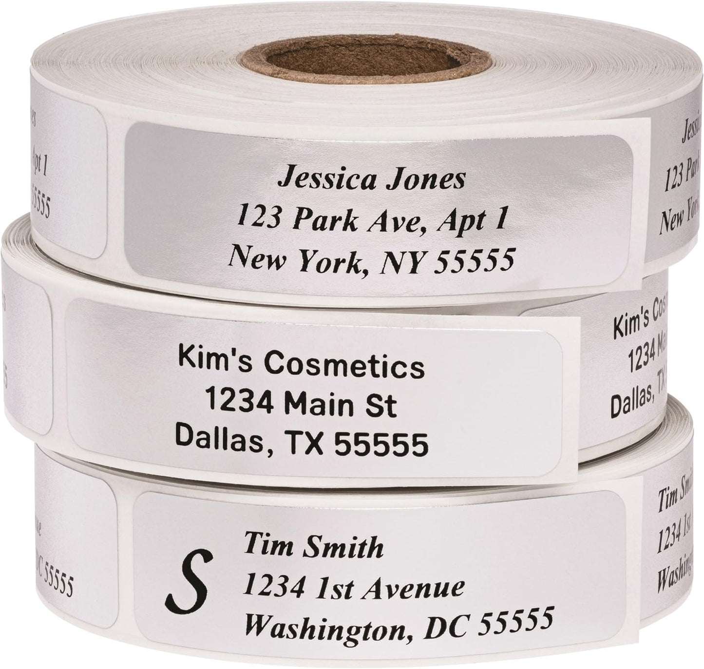 Return Address Labels - Roll of 250 Personalized Labels (Silver)