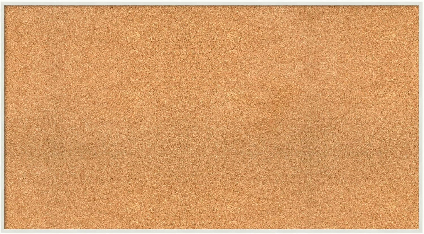 Amanti Art Natural Cork Board for Wall, 25x45 Vision Board with White Frame, Oversize Corkboard Office Decor for Home Organization, Modern Corkboard Pinboard to Display Items for Home Organization in