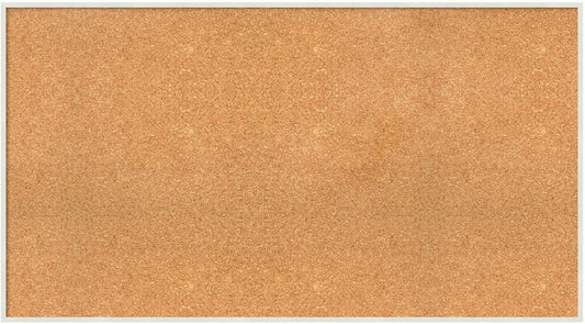 Amanti Art Natural Cork Board for Wall, 25x45 Vision Board with White Frame, Oversize Corkboard Office Decor for Home Organization, Modern Corkboard Pinboard to Display Items for Home Organization in