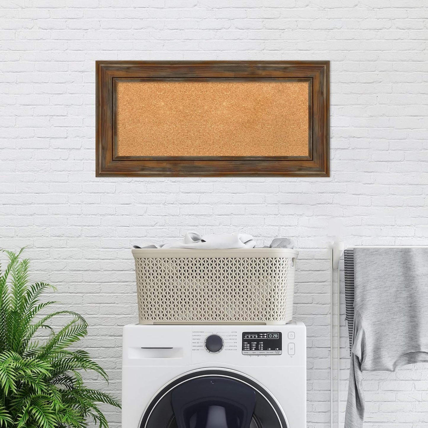 Amanti Art Natural Cork Board for Wall, 18x36 Vision Board with Brown Wood Frame, Medium Corkboard Office Decor for Home Organization, Country Rustic Corkboard Pinboard to Display Items for Home