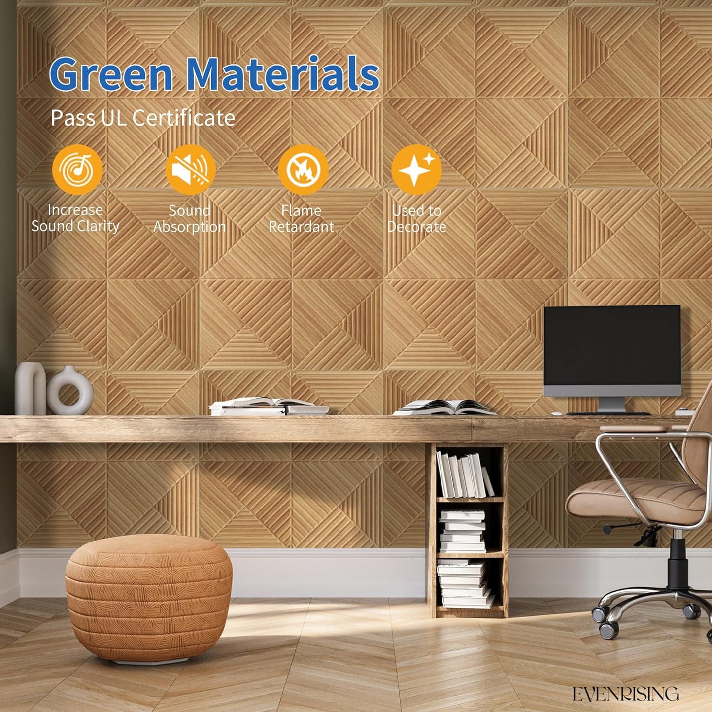 6 Pack Large Acoustic Panels,23.6 x 23.6 Inches Soundproof Wall Panels,Decorative Sound Panels,Self-Adhesive Acoustic Wall Panels,Decorative Soundproof Panels for Home Studio Office,Log color