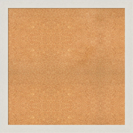 Amanti Art Natural Cork Board for Wall, 33x33 Vision Board with White Frame, Large Corkboard Office Decor for Home Organization, Country Rustic Corkboard Pinboard to Display Items for Home